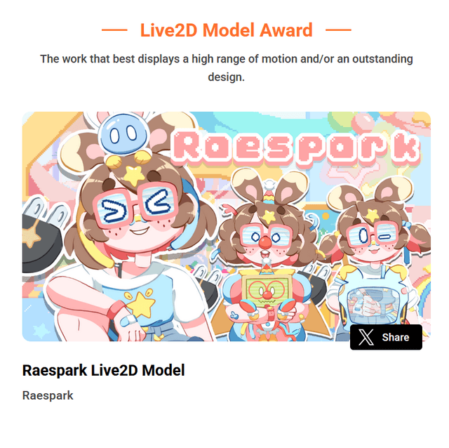 a screenshot of Rae's thumbnail under the award title