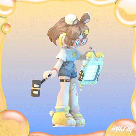 a gif of a 3D model of Rae spinning
